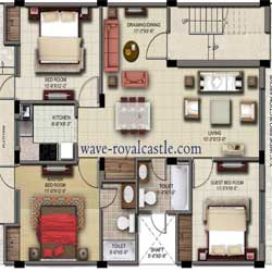 Floor Plan 2 BHK Study Room 162 squire meter Layout
